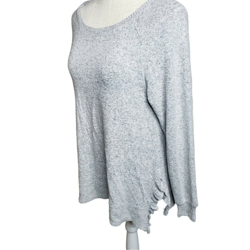 Cupio Women Gray Pullover Sweater M light Weight Ruffle